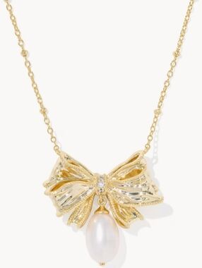 Kendra Scott x LoveShackFancy Pearl Bow Gold Necklace